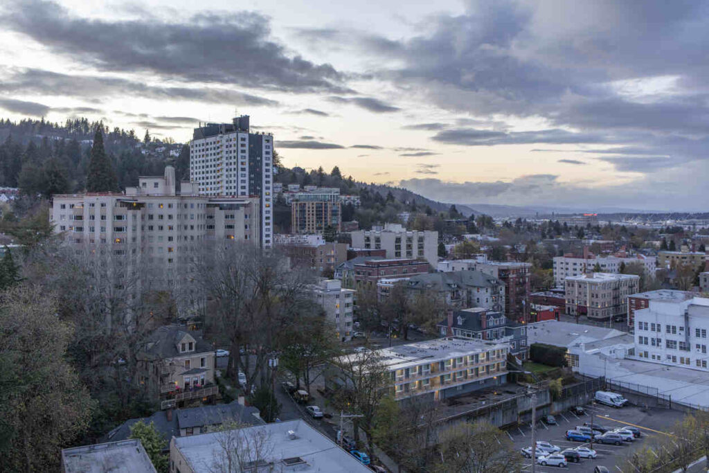 ortland cityscape bad weather